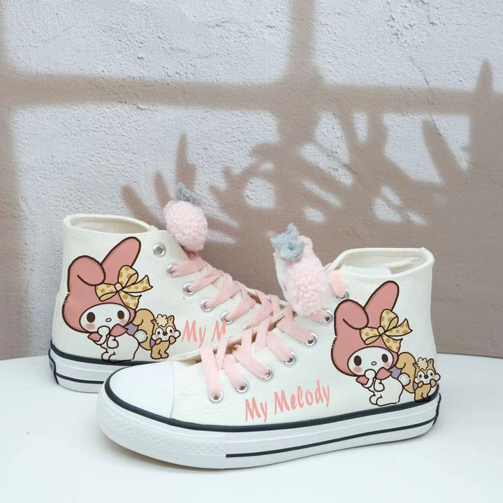 Womens Cute Kawaii My Melody Student High Top Canvas