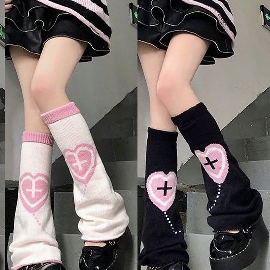 Japanese Style Pinky Goth Cross Girly Socks