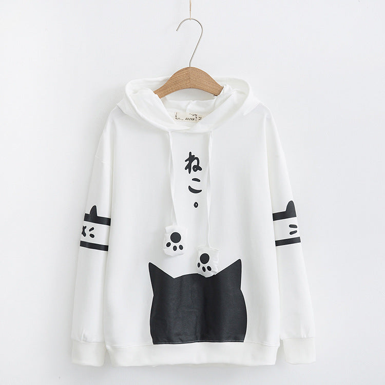 Anime Cute Cat Print Hoodie