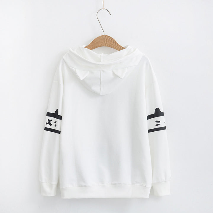 Anime Cute Cat Print Hoodie