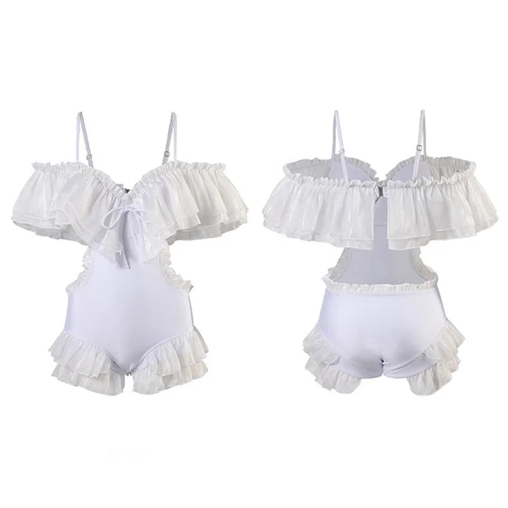 Off The Shoulder Flouncing Swimsuit
