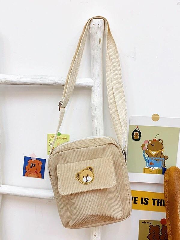 Cute Brown Bear Corduroy Bags