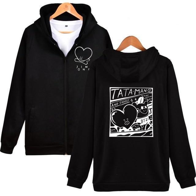 V Taehyung Tata And Mang Zip Up Hoodie ubekeen