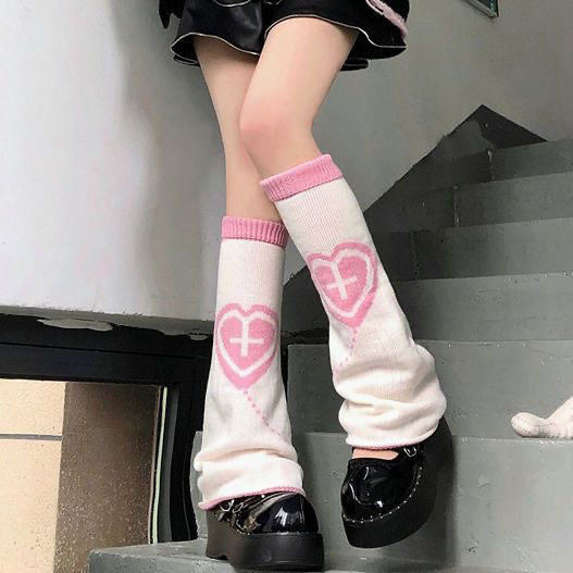 Japanese Style Pinky Goth Cross Girly Socks