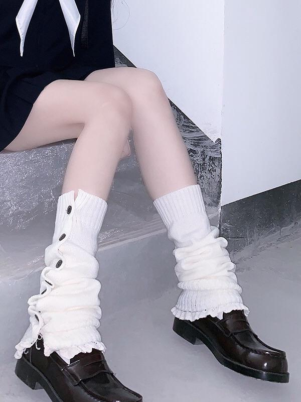 White Soft Girl Leg Warmers Jk Socks