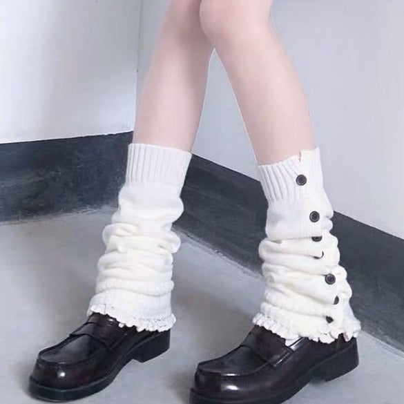 White Soft Girl Leg Warmers Jk Socks