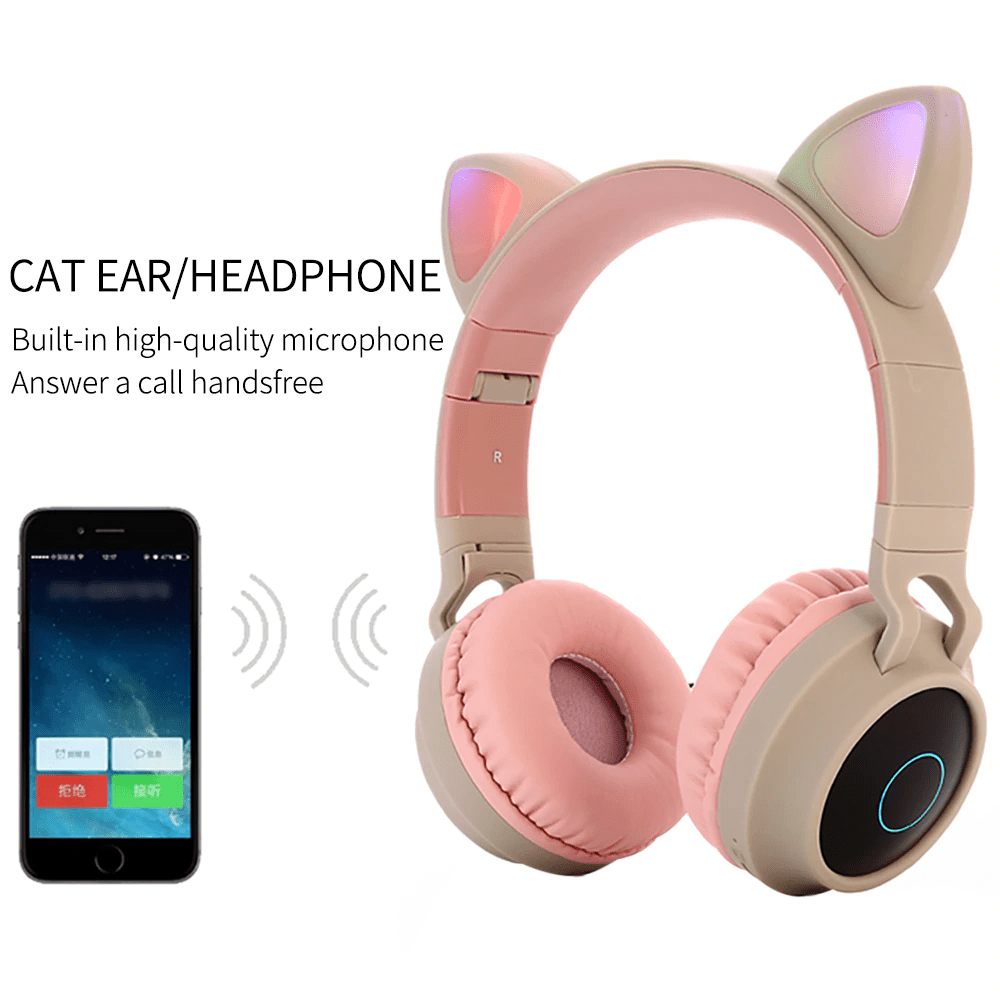 Cat Ears Bluetooth Headphones with LED Lights