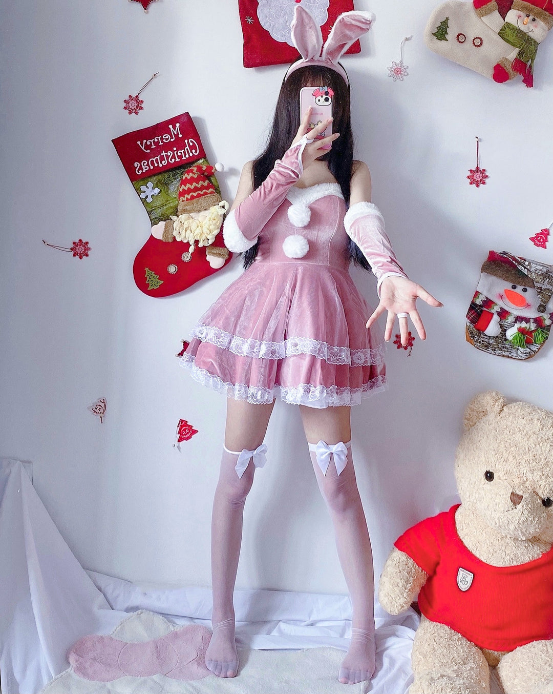 Christmas Fluffy Bunny Maid Dress