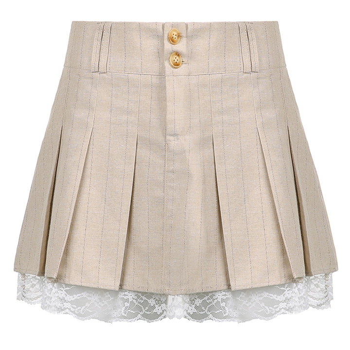 Cute High Waist Lace Pleated Skirts