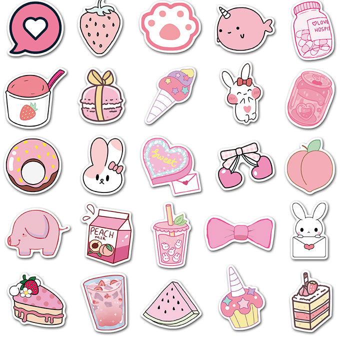 Clerance! 100pcs Preppy Stickers Pink Cute Vinyl Aesthetic Water