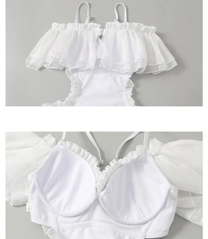 Off The Shoulder Flouncing Swimsuit