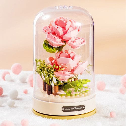 Building Blocks Flowers Bouquet DIY LED Flower Block Music Box Gift