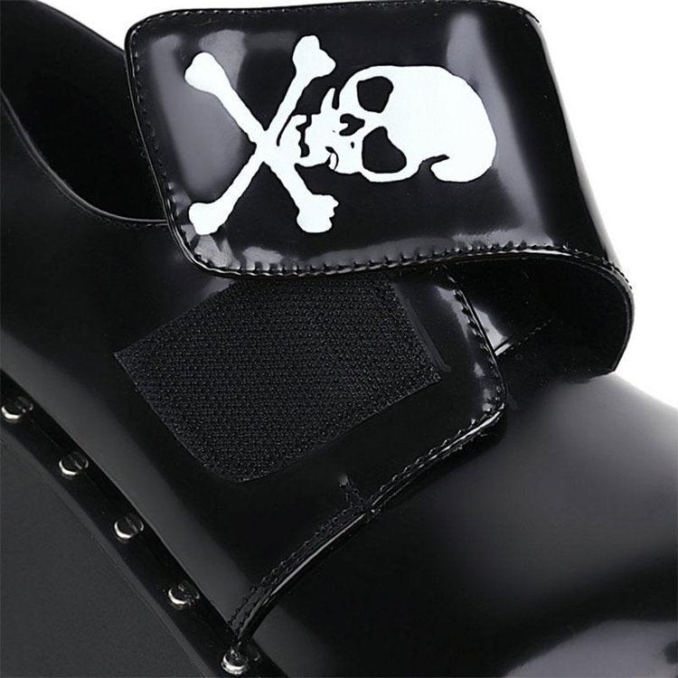 Platform Gothic Skeleton Print Mary Jane Shoes