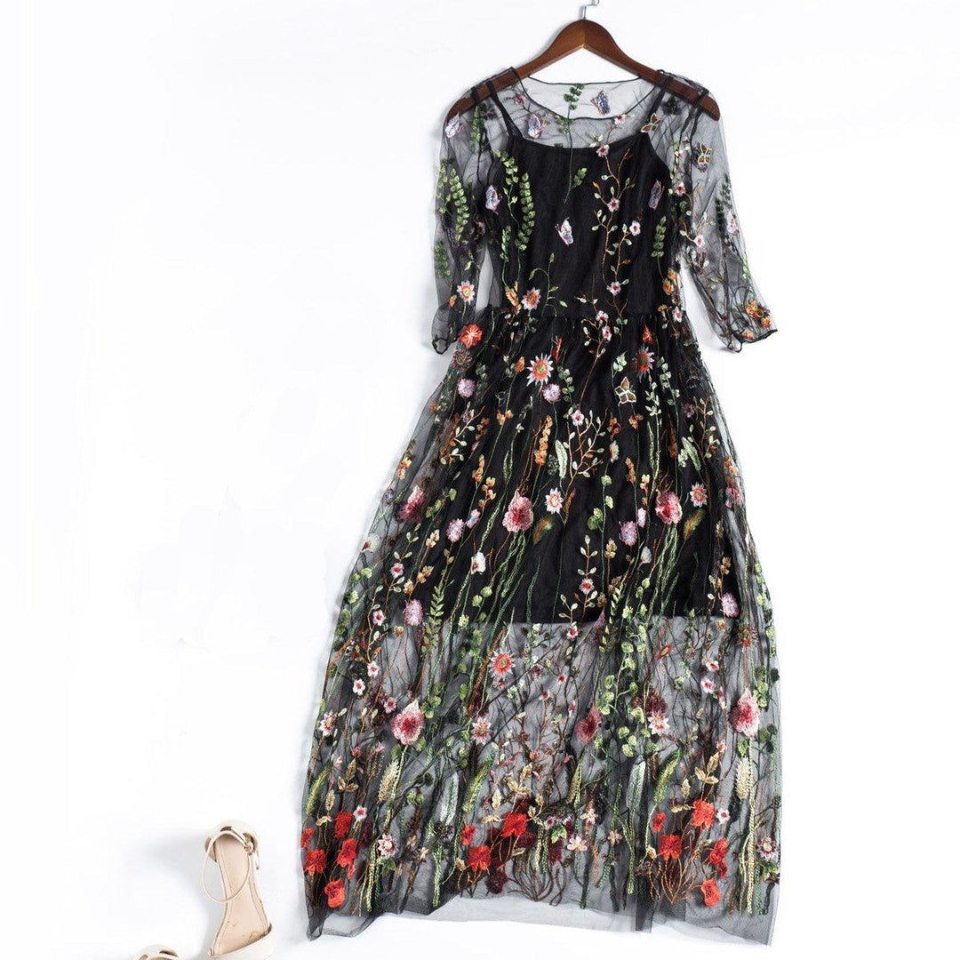 Floral Flower Embroidery Mesh Lace Fabric Lace Dress