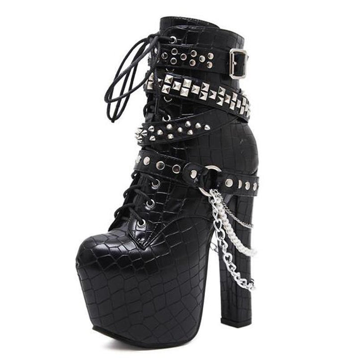 Punk Rivet Studded Platform Heels Gothic Ankle Boots