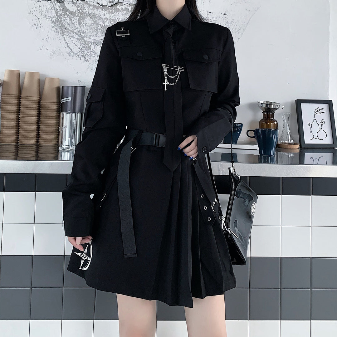Gothic Aesthetic 2Pcs Set Dress