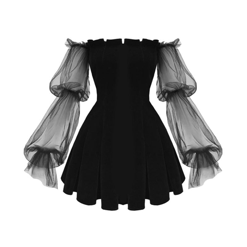 Gothic Off Shoulder Velvet Mini Prom Dress