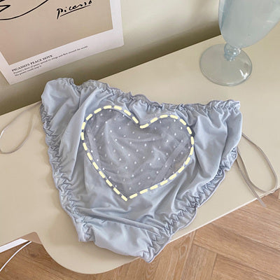 Heart-shaped Lace See-through Panties