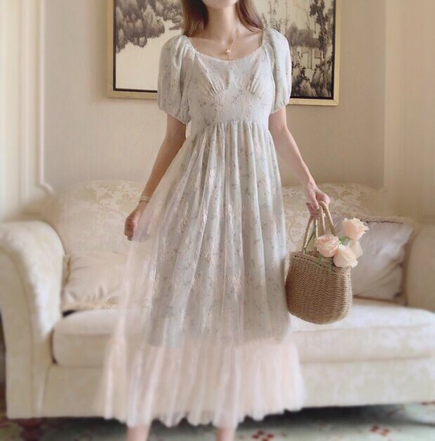 Vintage Style Cottagecore Lace Dress