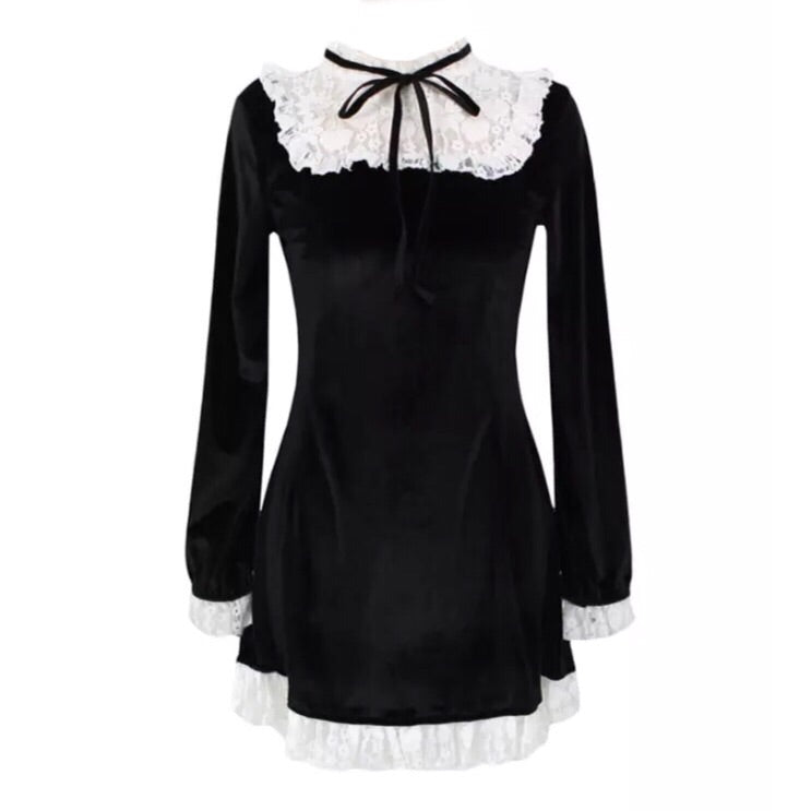 Larme Doll Velvet Lace Mini Dress