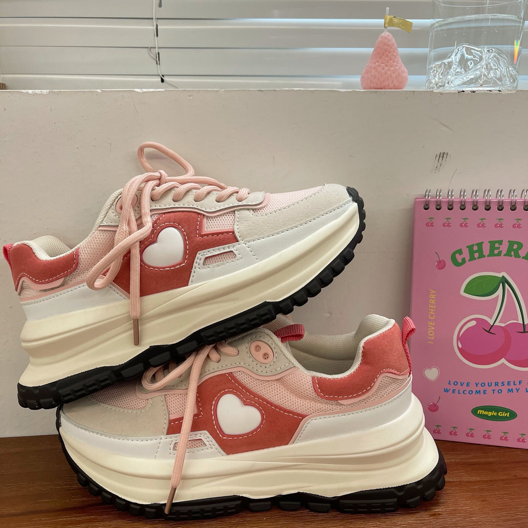 Korean Pink Kawaii Love Heart Daddy Sneakers