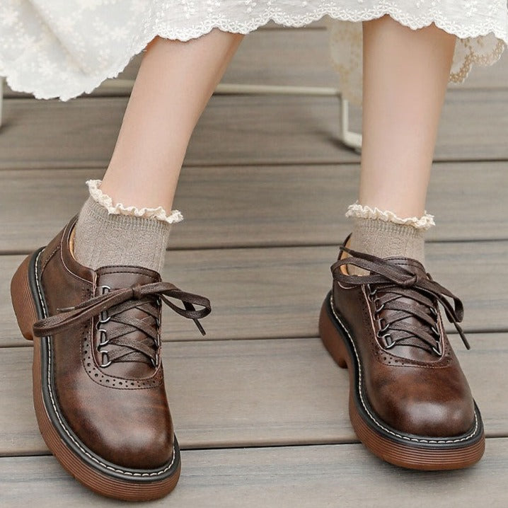 Japanese Round Toe Oxford & Lace-Up Shoes Women