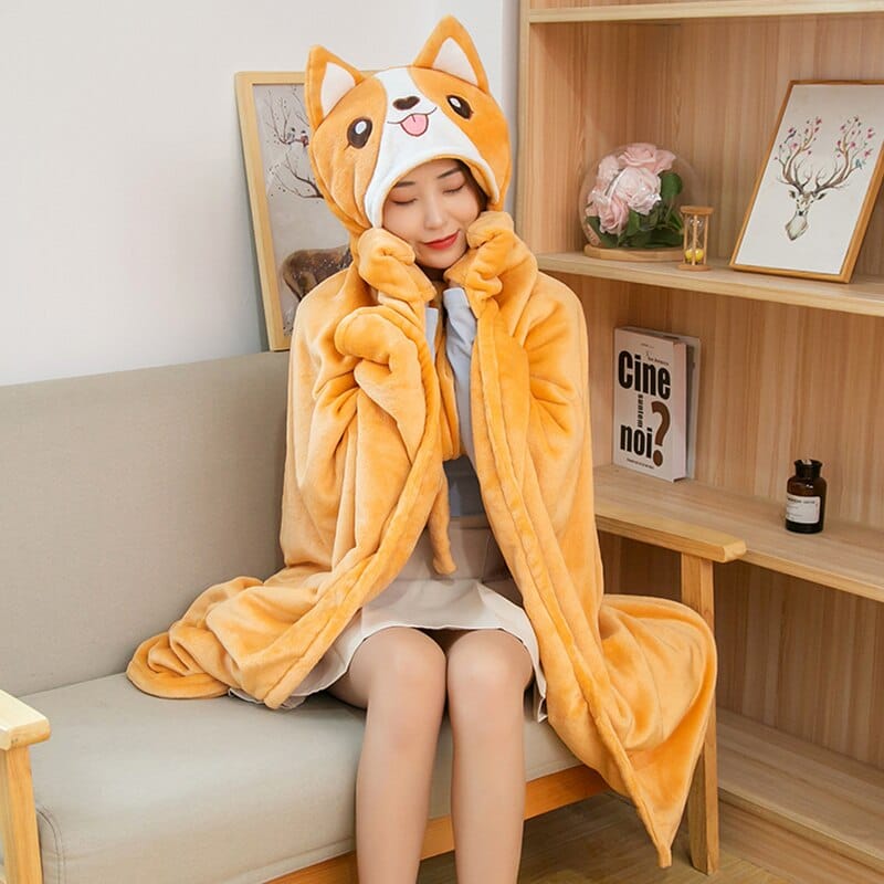 Kawaii Animal Blanket Cape Adult Kids Gift