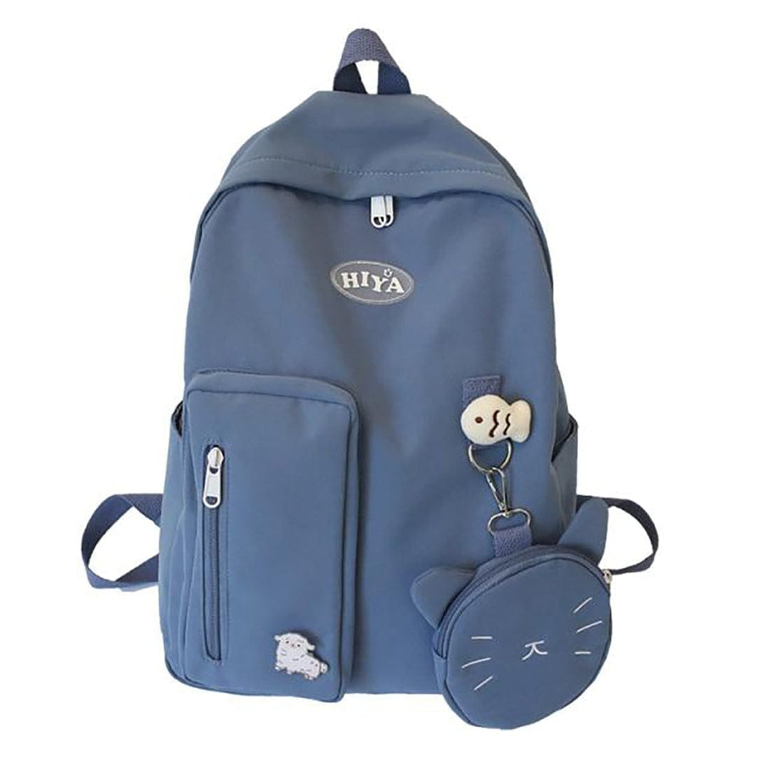 Kawaii Cat High Capacity Backpack With Purse