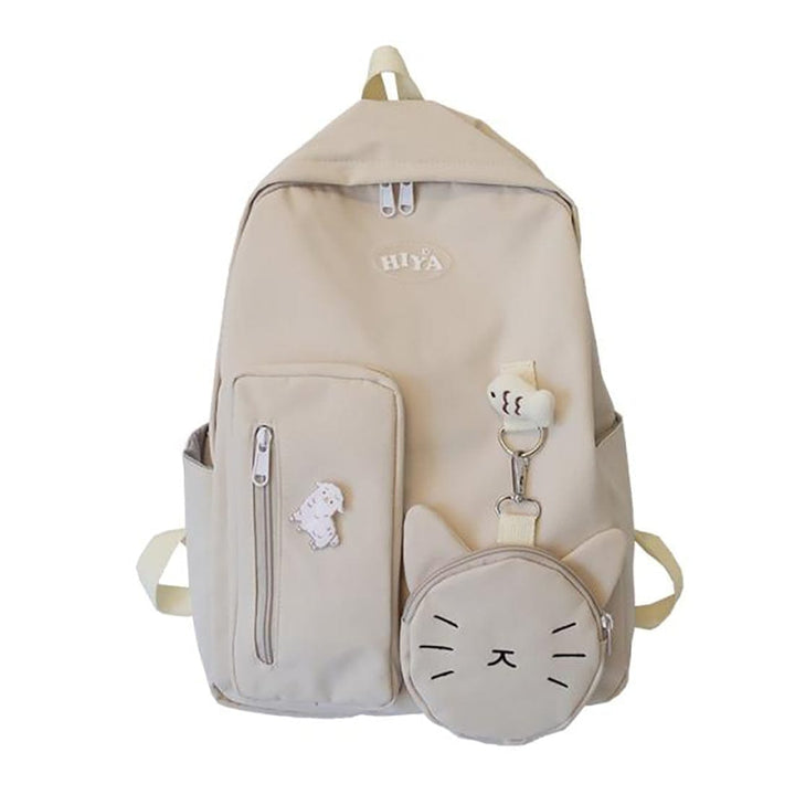 Kawaii Cat High Capacity Backpack With Purse