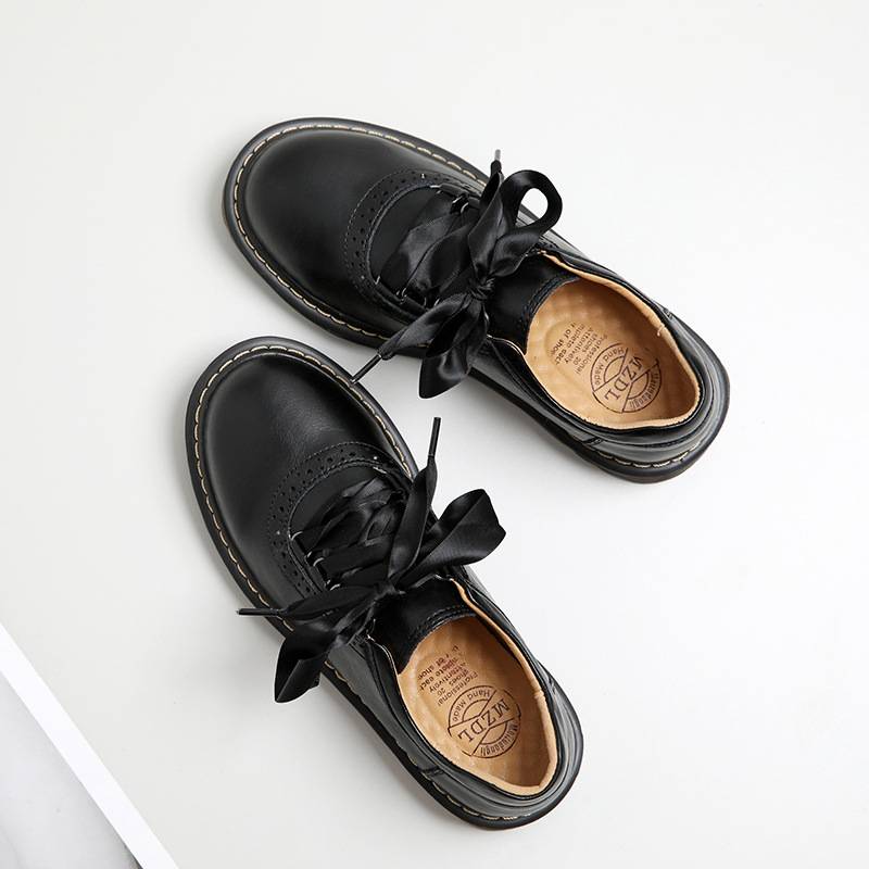 Womens Round Toe Retro Ribbon Lace Up Oxford Shoes