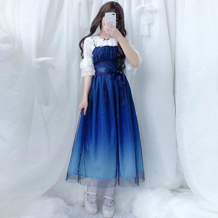 Starry Sky Ruffle Tulle Slip Dress