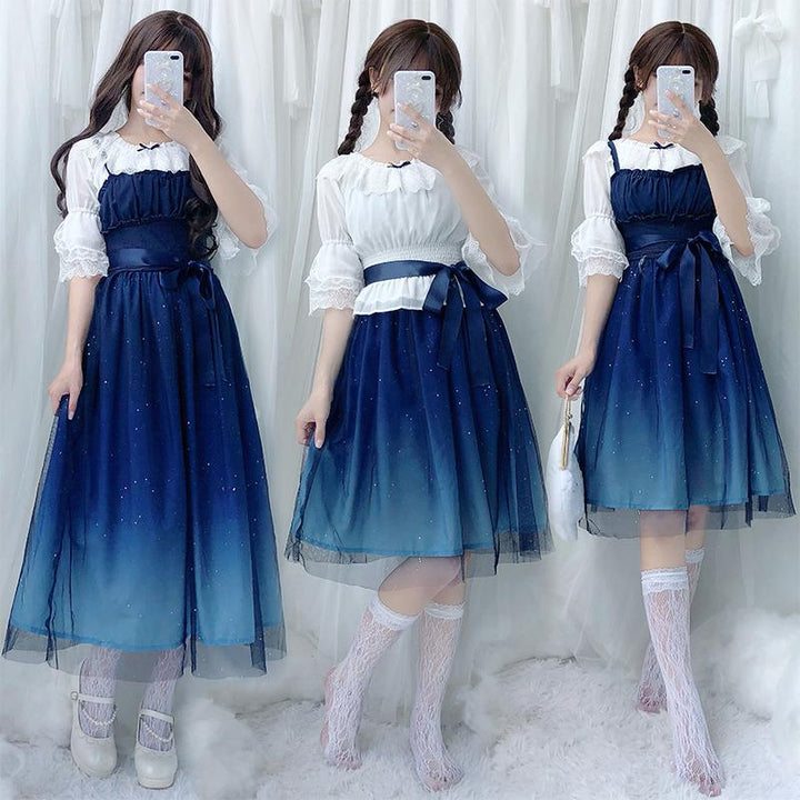 Starry Sky Ruffle Tulle Slip Dress