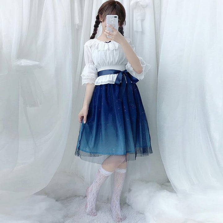Starry Sky Ruffle Tulle Slip Dress