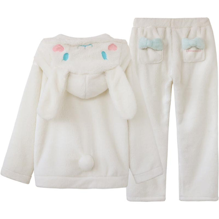 Puppy Ears Bow Plush Pajama Set