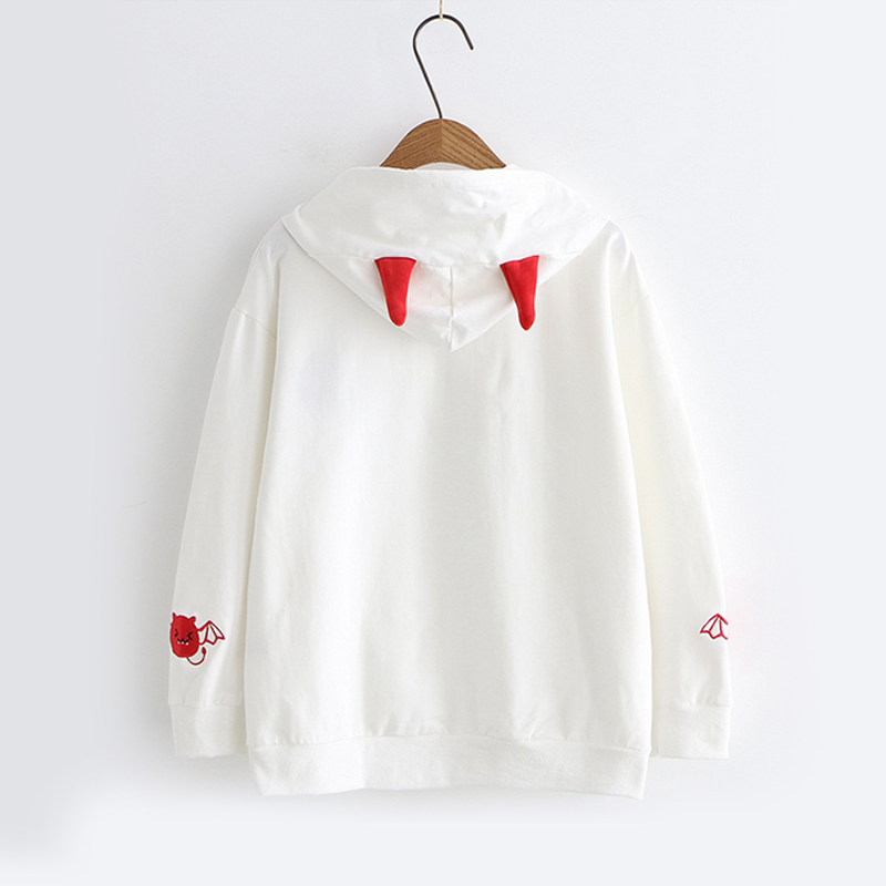 Little cute devil print hoodie sales