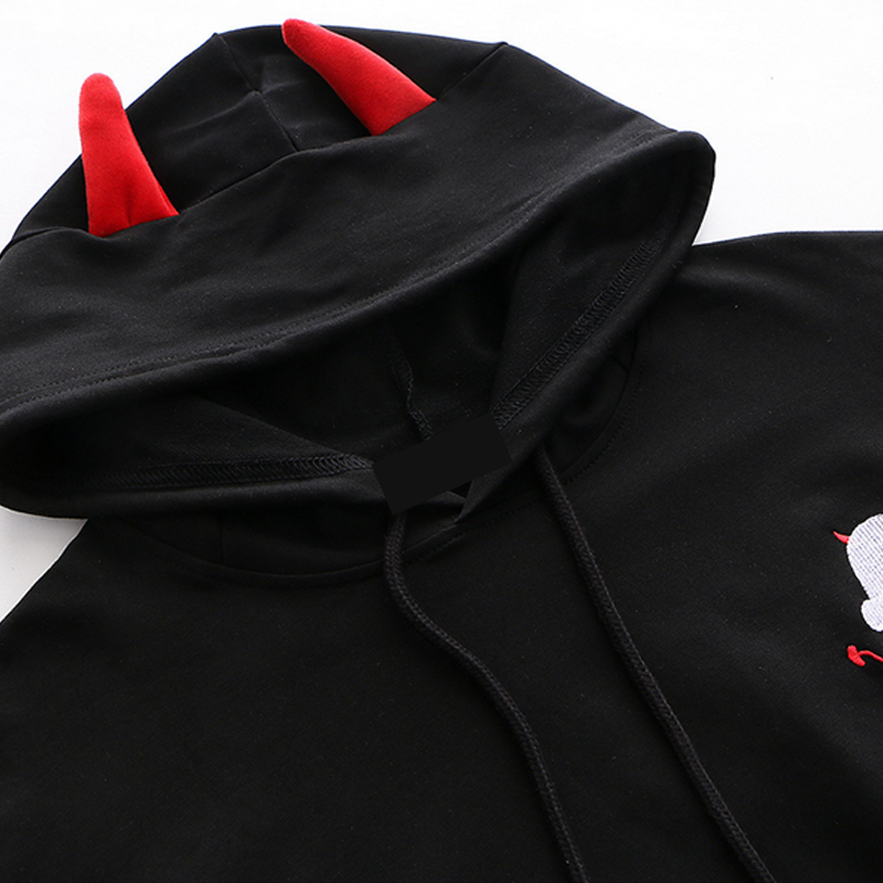 Little cute devil print hoodie Clearance