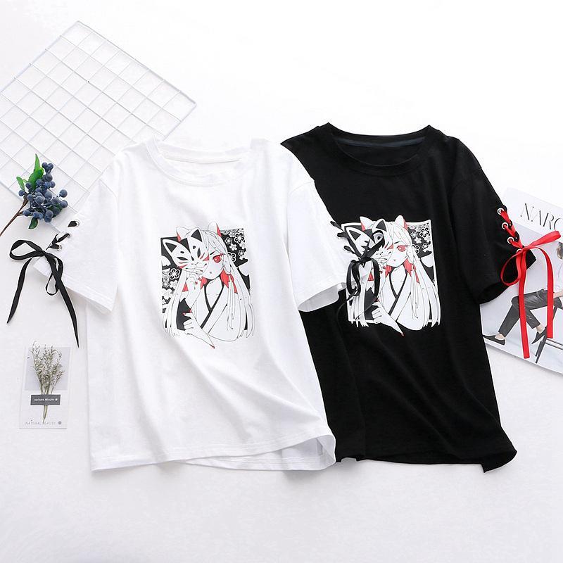 Japanese Fox Lace-Up T-shirt