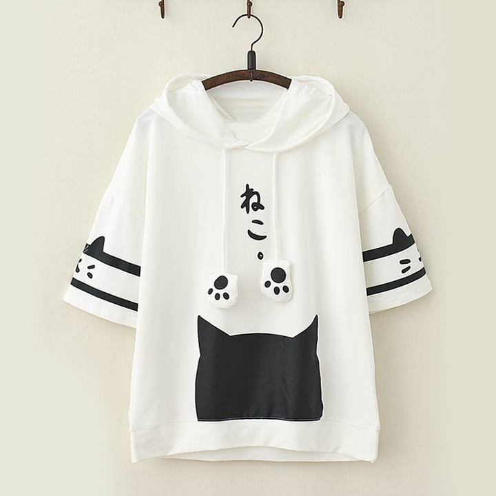 Kawaii Cat Paw Drawstring T-shirt