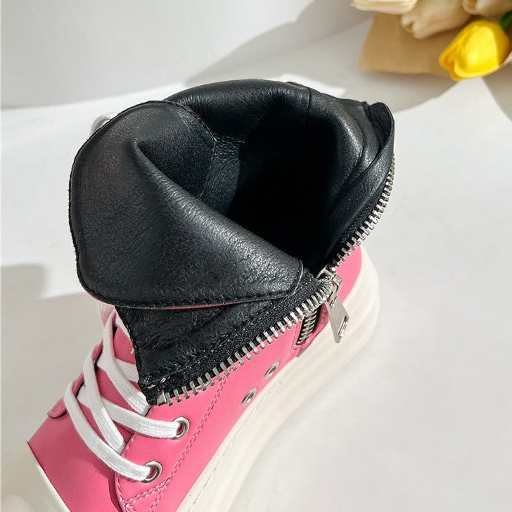 Womens Platform Zip up High-top Canvas Boots