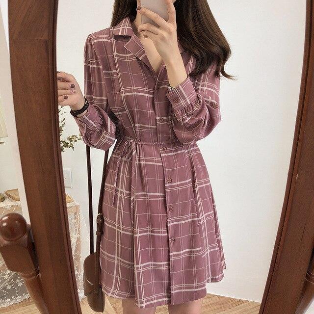 Vintage Plaid Korean Dress
