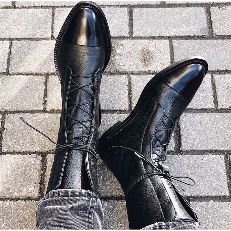 Round Toe Casual Platform Lace Up Boots