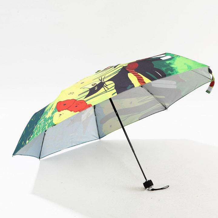 Oil Painting Cat Paraguas Umbrella
