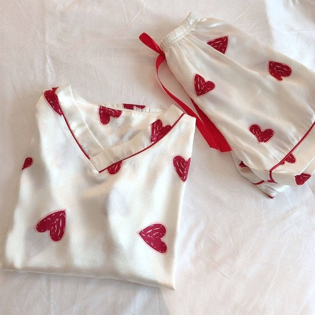 Cute Kawaii Heart print Pajama Set