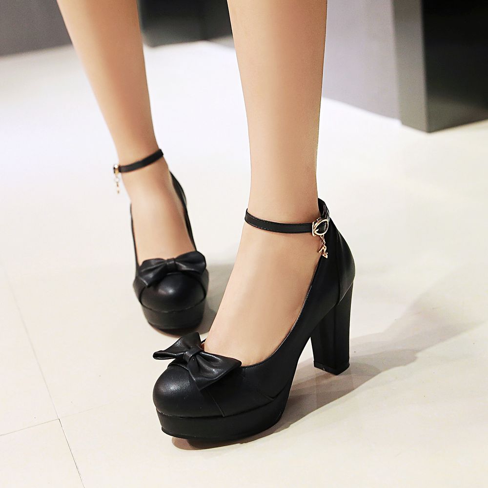 Women Sweet Bow High Heels Shoes High Heel