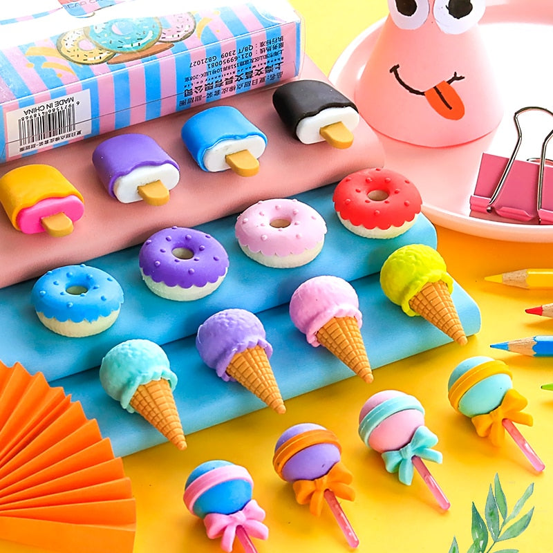 Lollipop Icecream Dessert Erasers Set