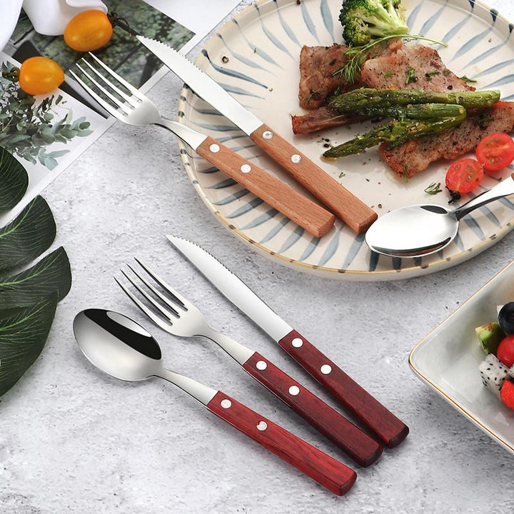 Stainless Steel & Wood Handle Cutlery Set