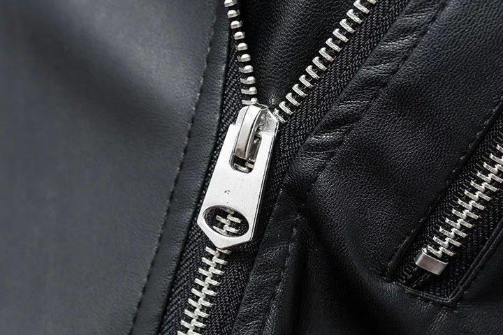 Women's Faux Leather Textured Short Moto Jacket Zip-up PU Biker Coat