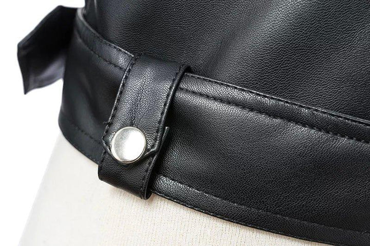 Women's Faux Leather Textured Short Moto Jacket Zip-up PU Biker Coat