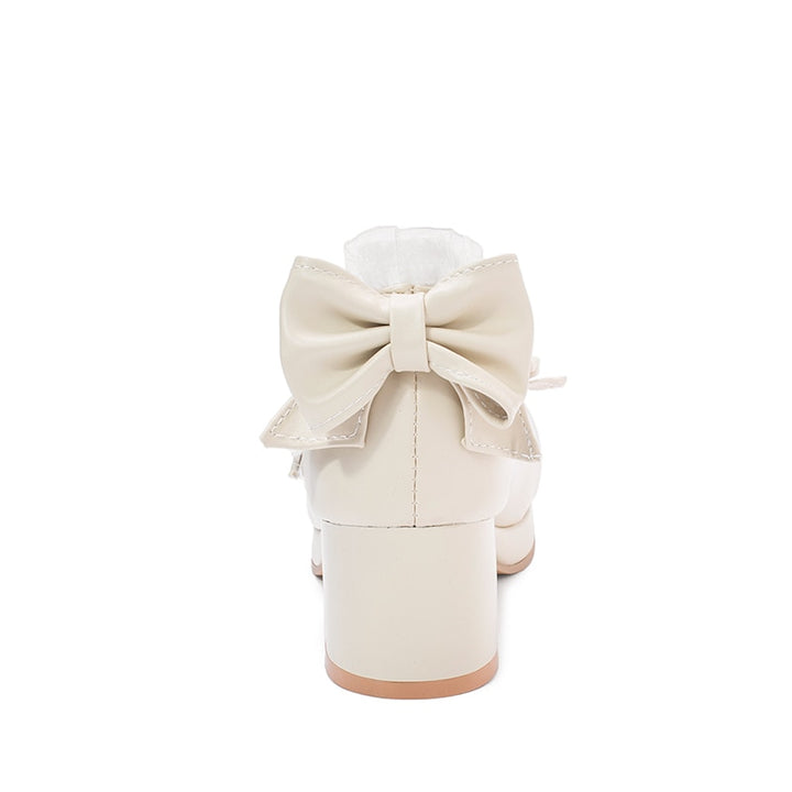 Girls Sweet Lolita Ruffles Bowknot Lace Bridal Wedding Shoes