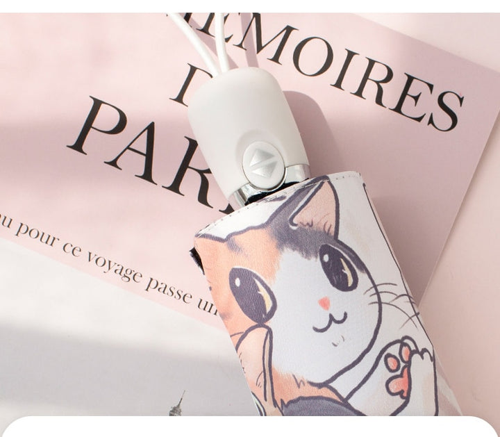 Automatic Sunscreen Cute Cat Claw Three-Folding Umbrella
